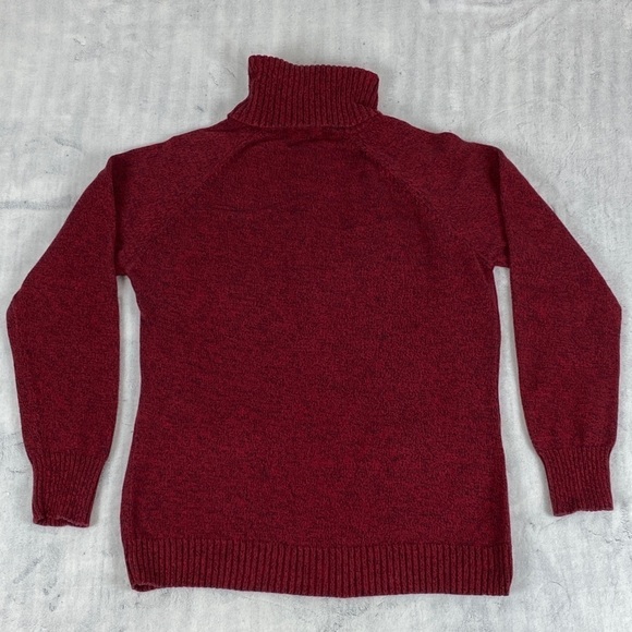 Karen Scott Button Cowl Neck Sweater Size Medium 100% Cotton Burgundy Knit - Picture 4 of 12